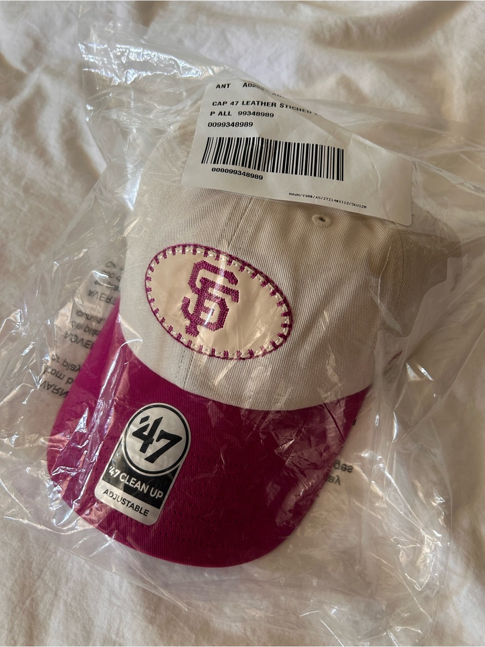 NWT ‘47 Leather Patch San Francisco Giants Baseball Hat Embroidered Pink - Picture 6 of 8